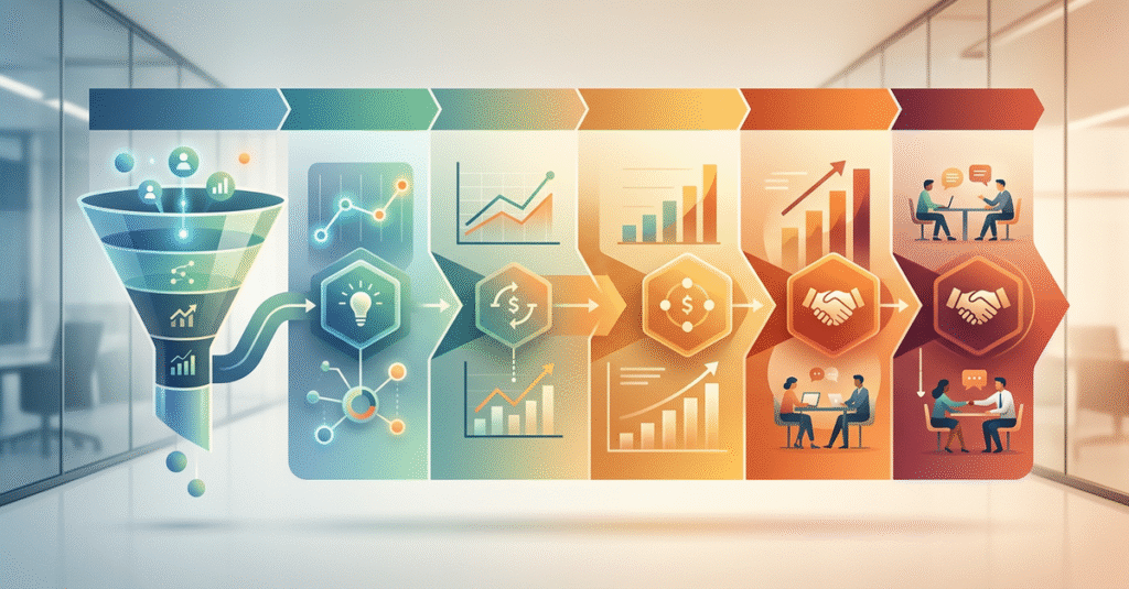 Processo estruturado de vendas B2B com métricas e resultados