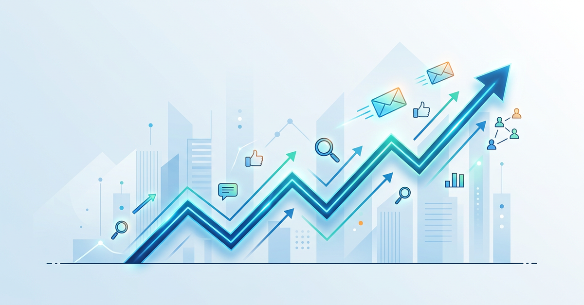 Gráfico de crescimento de vendas B2B com marketing digital