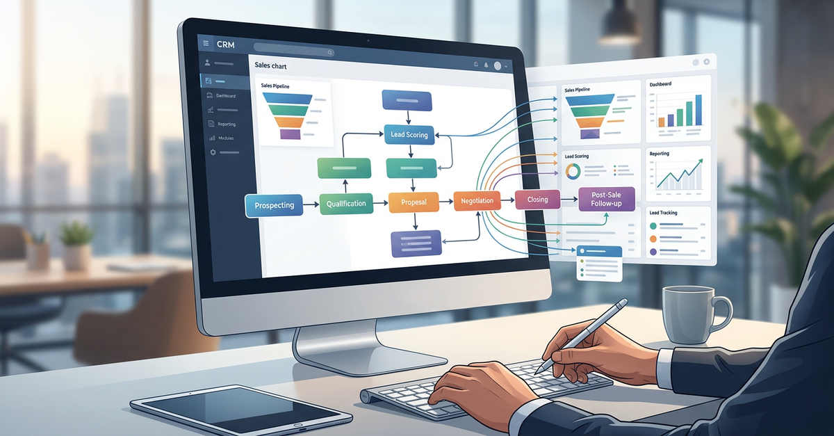 Processo de vendas B2B estruturado com CRM
