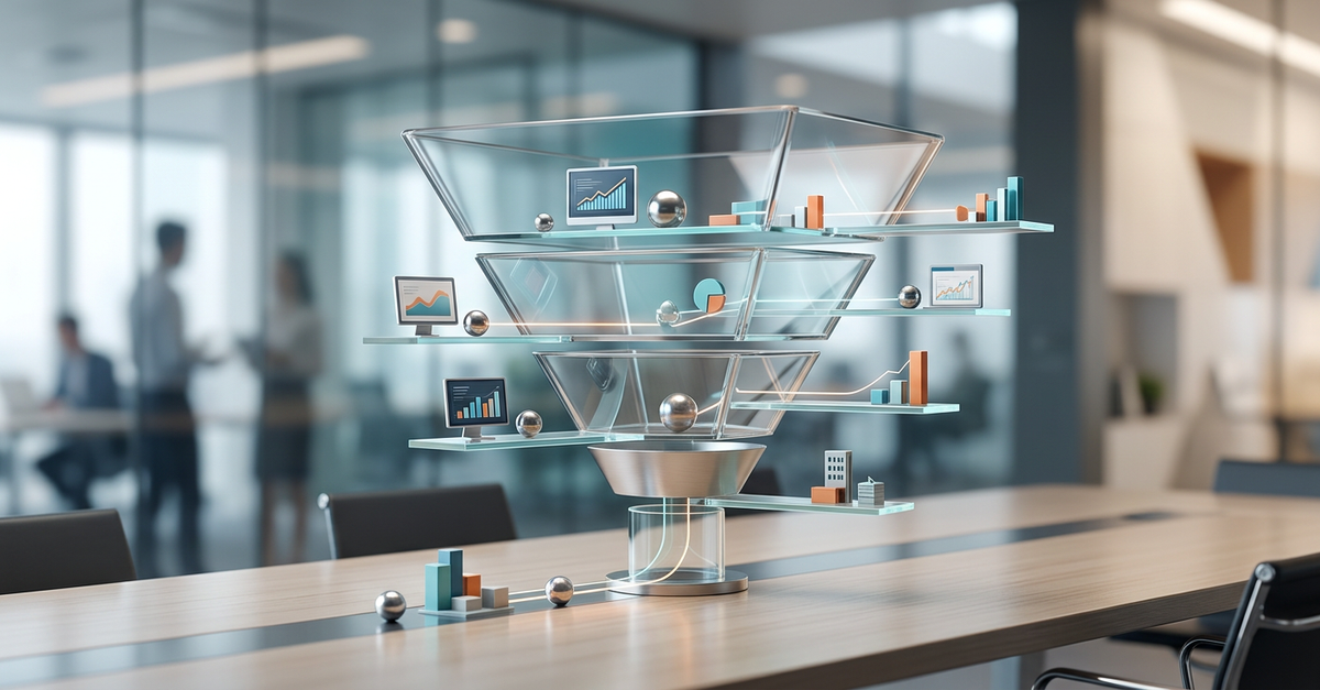 Funil de vendas B2B estruturado com métricas de conversão em cada etapa