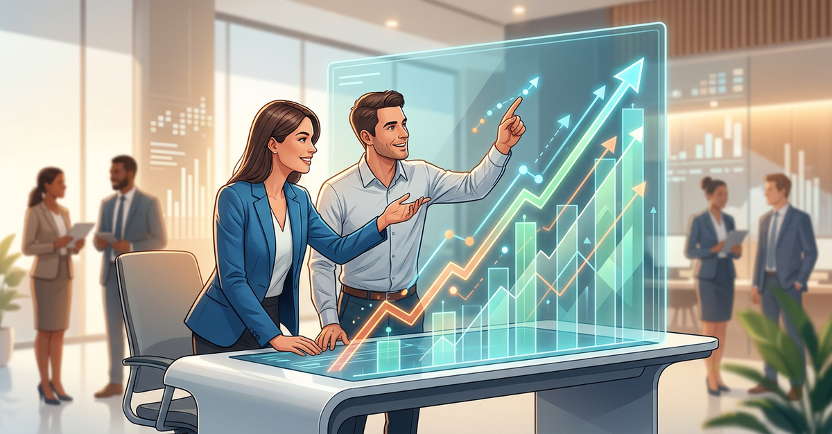 Gráfico mostrando crescimento de receita com alinhamento marketing vendas B2B