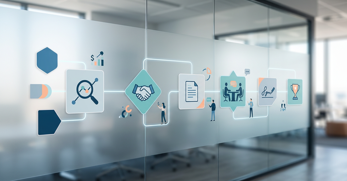 Processo comercial B2B estruturado com etapas definidas