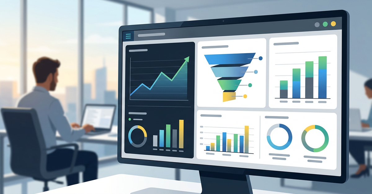 Métricas de vendas B2B sendo analisadas em dashboard