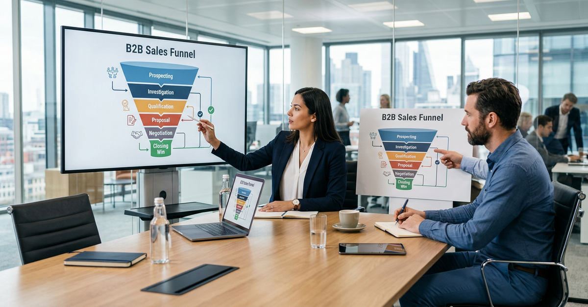 Funil de vendas estruturado para processo comercial B2B