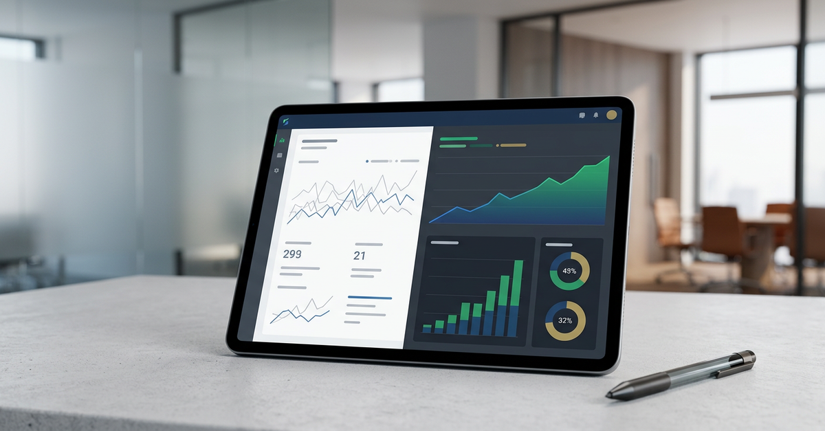 Dashboard de métricas de marketing B2B mostrando leads qualificados e pipeline comercial