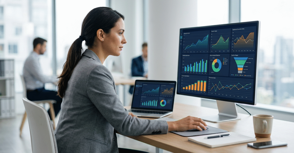 Análise de problemas vendas empresa pequena B2B com gráficos e métricas