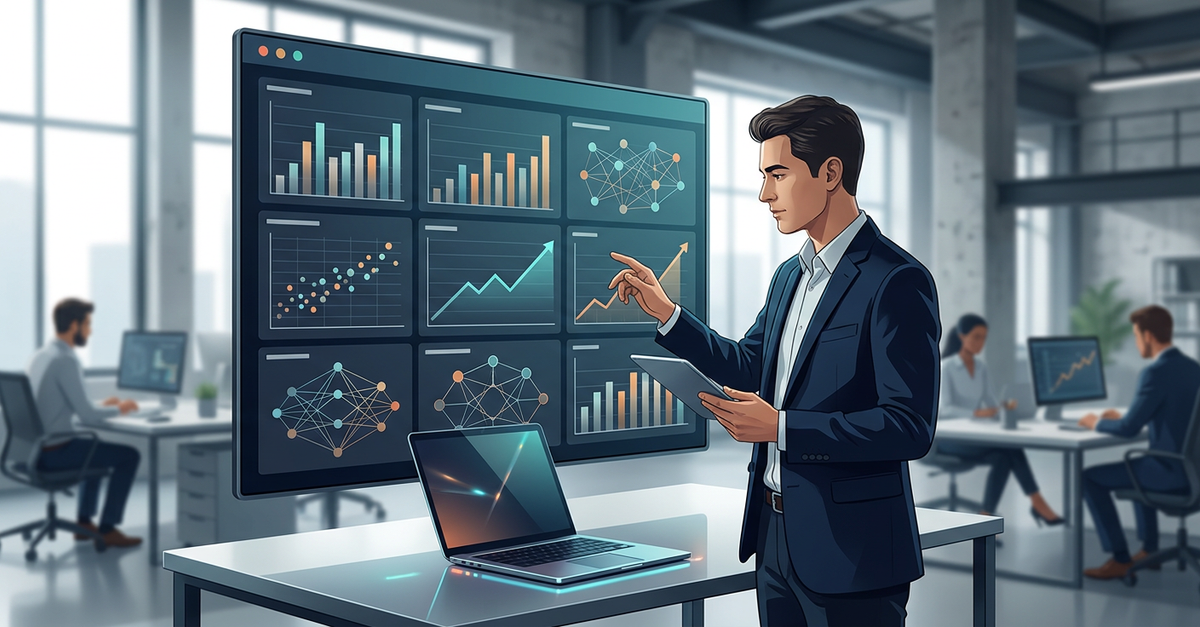 Dashboard de métricas de marketing B2B para indústria e manufatura