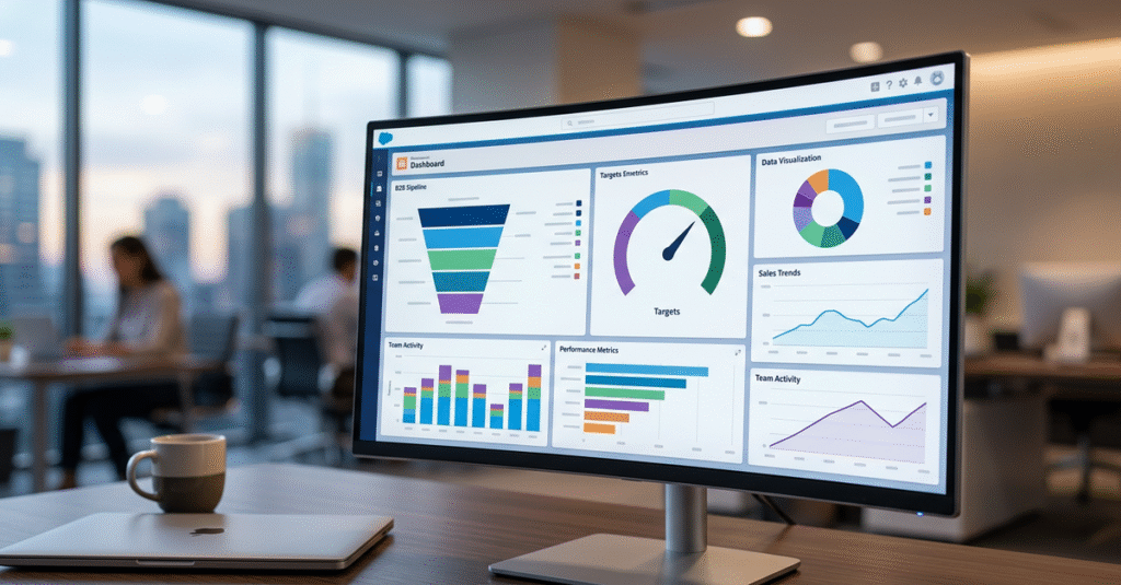 Dashboard Salesforce CRM para gestão de vendas B2B