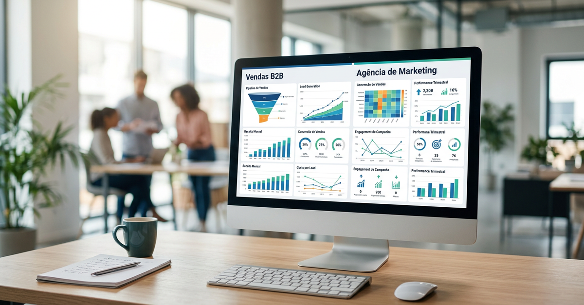 Dashboard de métricas B2B para vendas e marketing