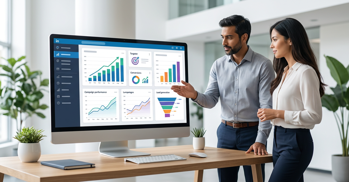 Dashboard de métricas LinkedIn Ads focado em resultados mensuráveis B2B