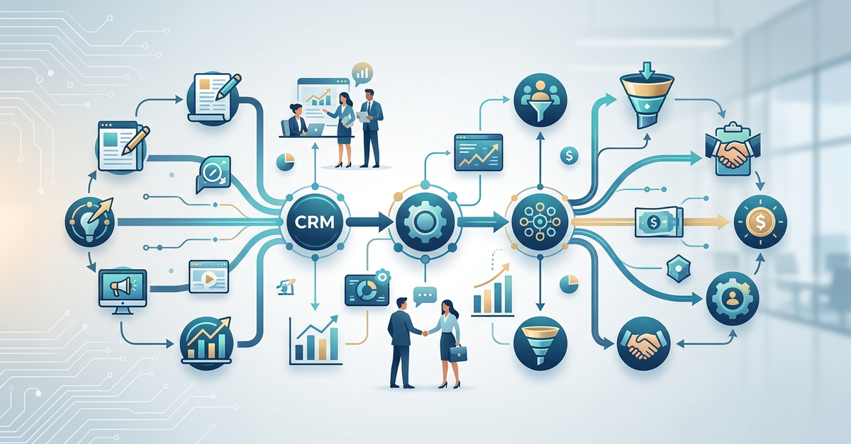 Integração completa entre marketing e vendas B2B em agência especializada