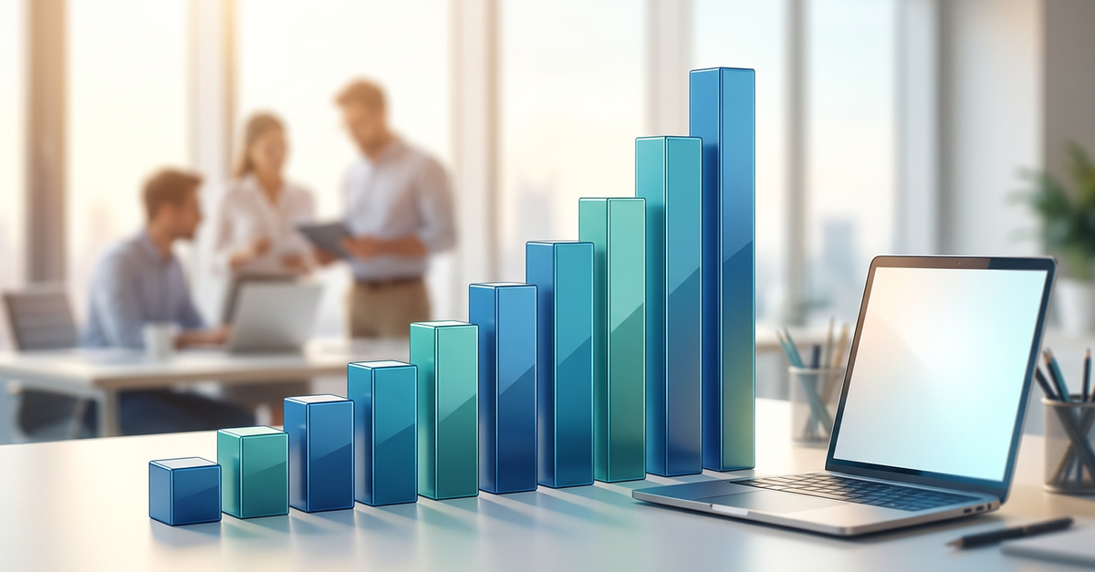 Gráfico de crescimento de receita em vendas B2B