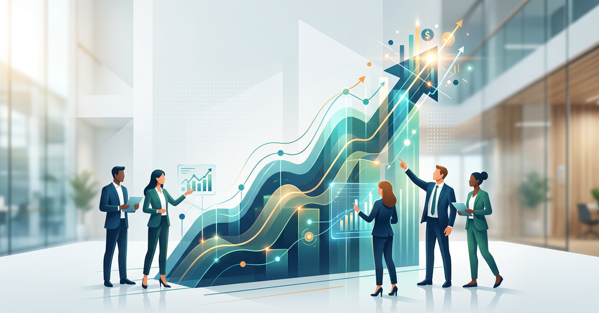 ROI de consultoria vendas B2B com gráficos de crescimento