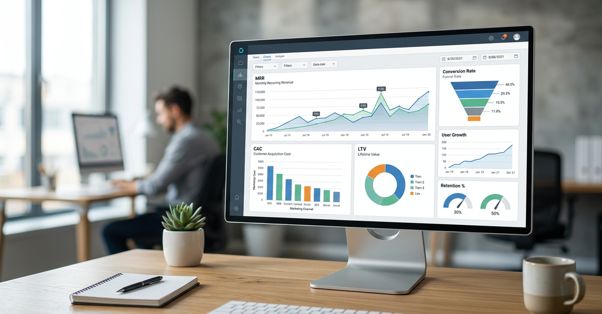 Dashboard de métricas de marketing B2B para empresas de software SaaS