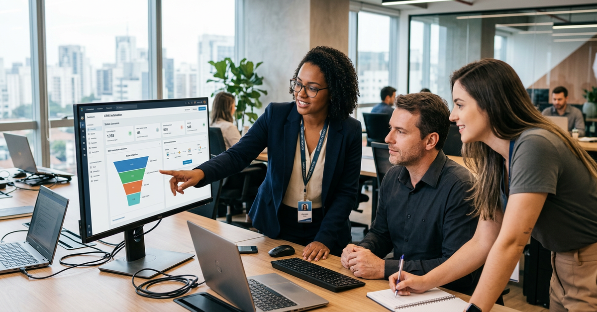 Equipe de suporte técnico para ferramentas de automação comercial B2B