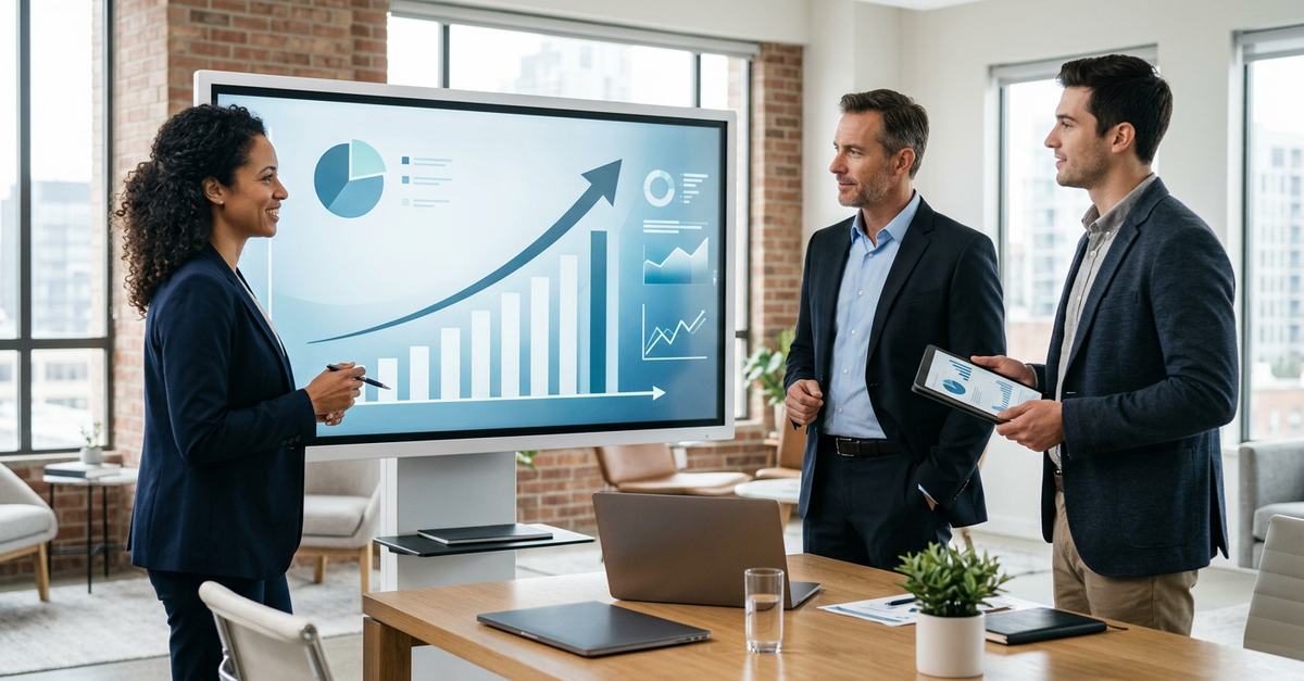 Resultados de consultoria em vendas B2B mostrando gráficos de crescimento