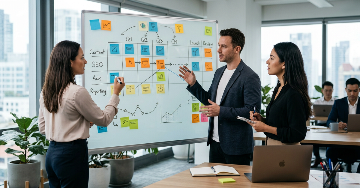 Planejamento estratégico de marketing digital com foco em resultados mensuráveis