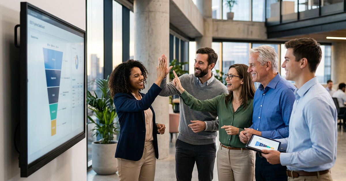 Equipe alinhada na gestão de pipeline comercial B2B