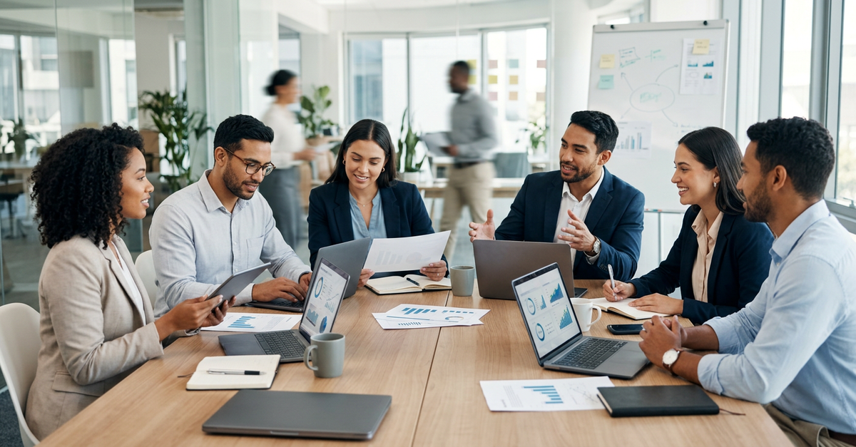 Reunião de alinhamento entre marketing e vendas B2B