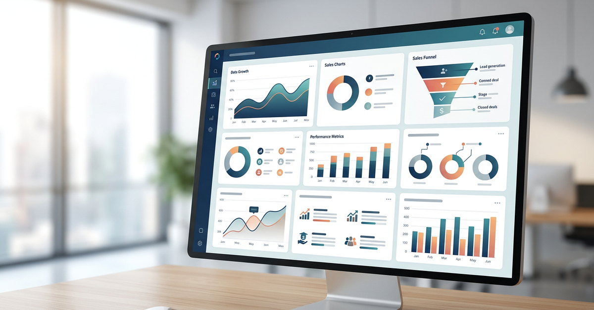 Dashboard de vendas B2B mostrando ROI de estruturação comercial