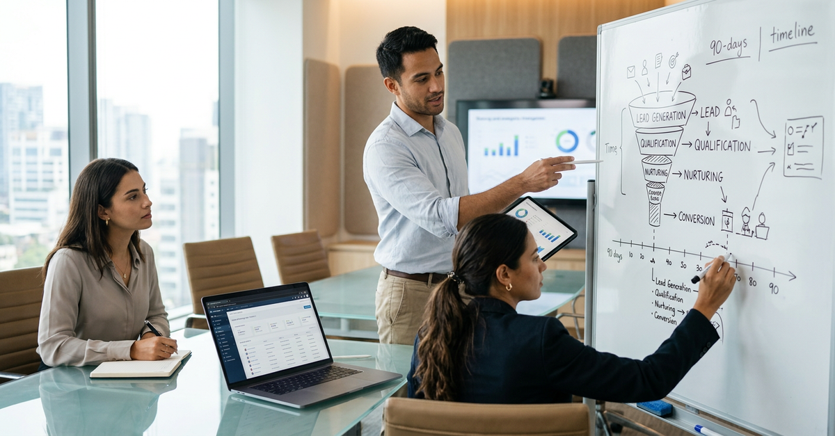 Planejamento estratégico de funil de vendas B2B em 90 dias
