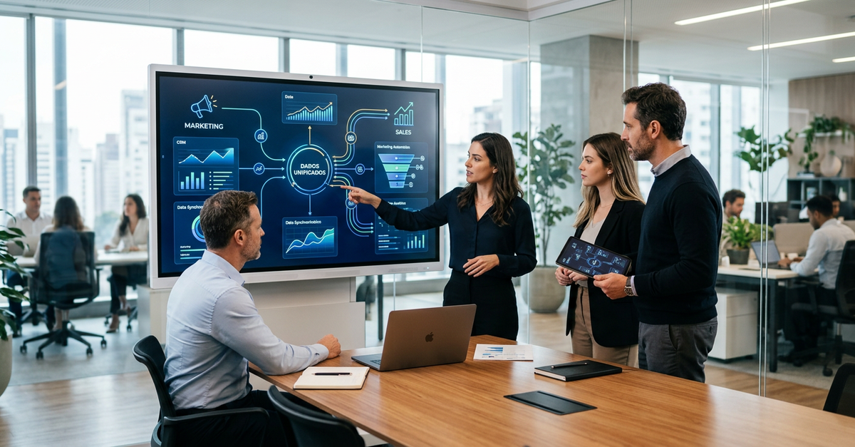 Processo de integração CRM marketing vendas B2B com dados unificados