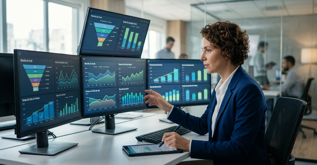 Análise de indicadores de vendas B2B em dashboard