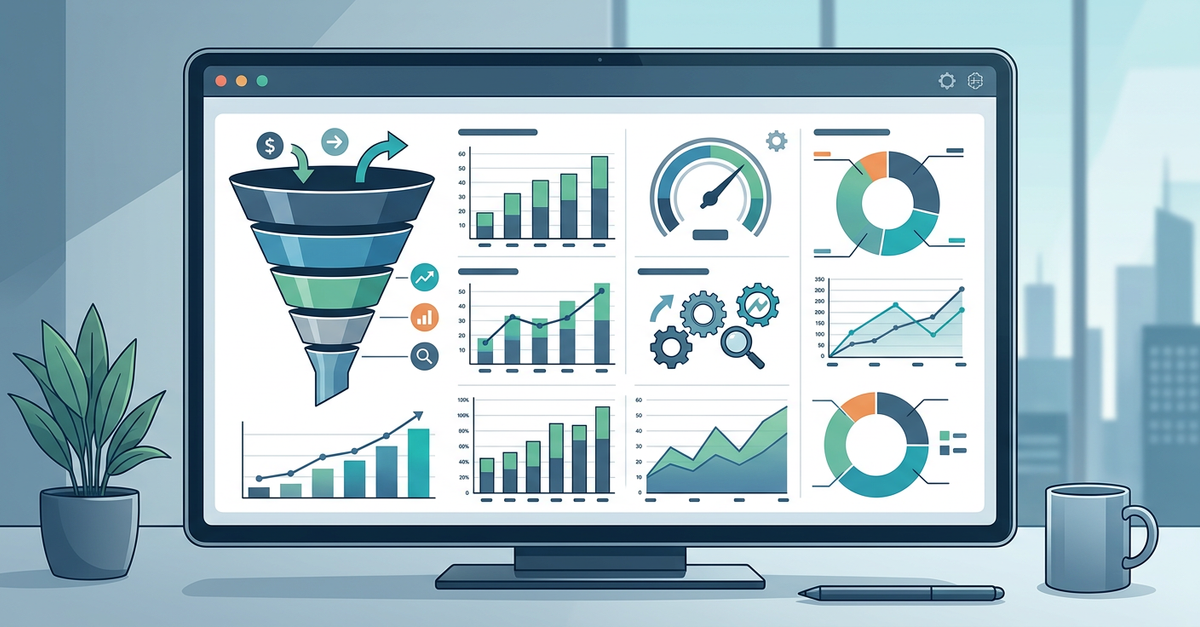 Dashboard de métricas de marketing B2B com resultados mensuráveis para PMEs