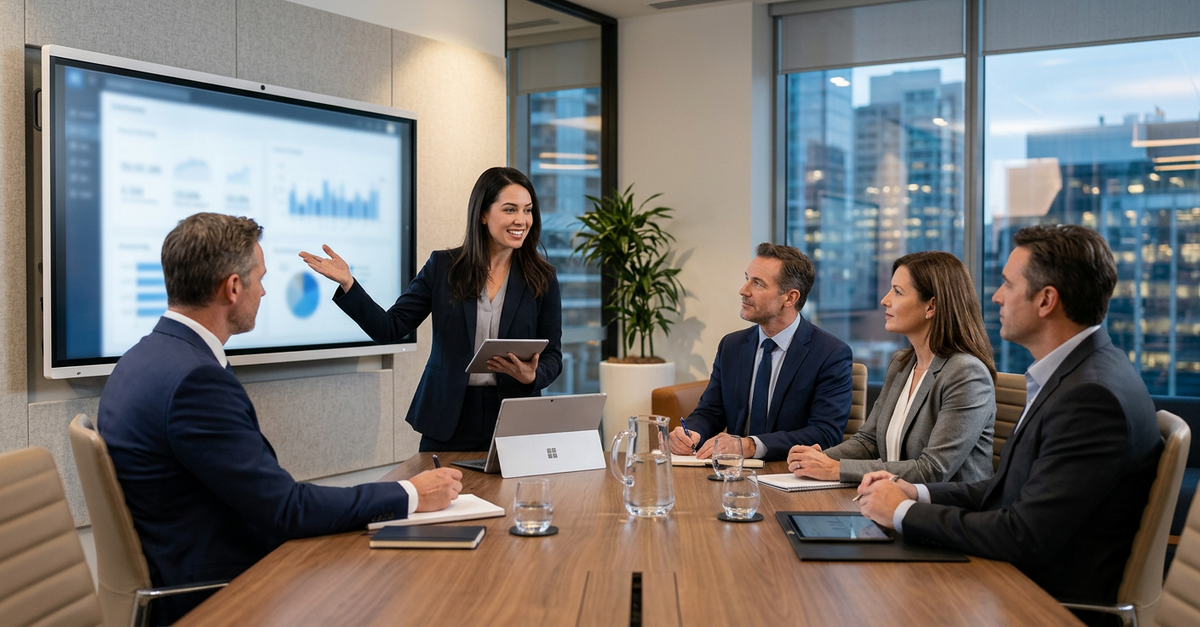 Reunião de consultoria comercial B2B com empresários