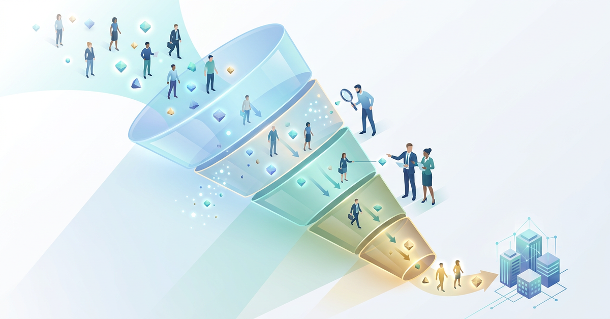 Funil de vendas B2B mostrando processo de qualificação de leads