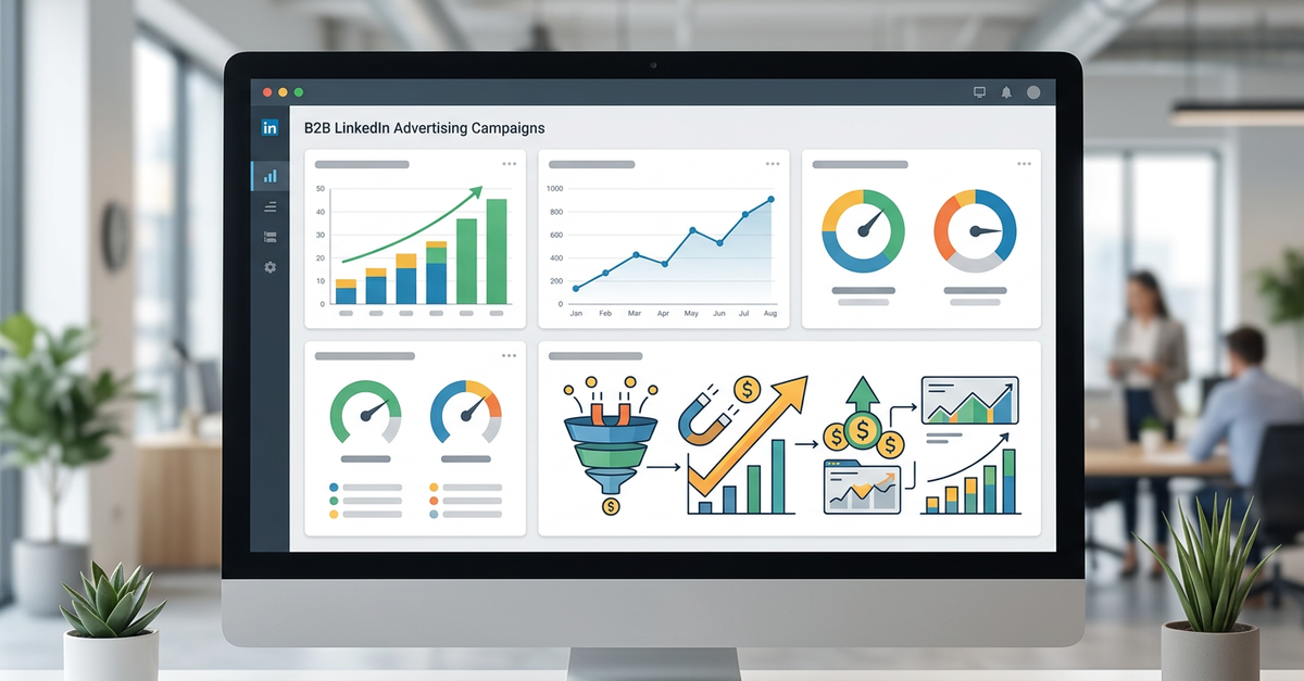 Dashboard de análise de resultados LinkedIn Ads para B2B