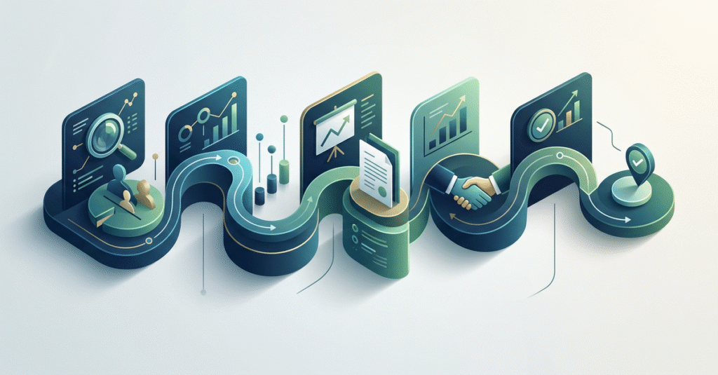 Processo comercial estruturado B2B com etapas definidas e métricas de performance