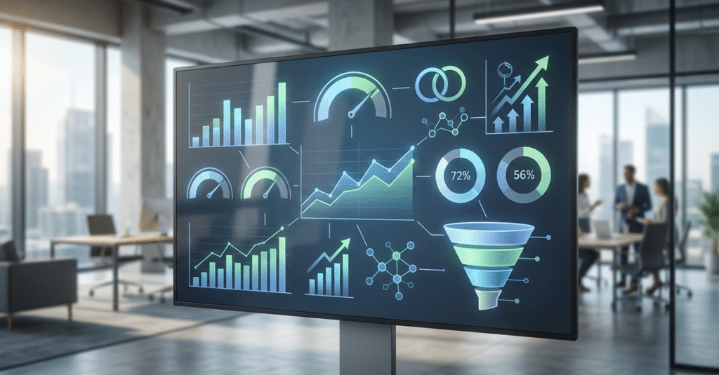Dashboard de métricas de vendas B2B 2025 com indicadores principais