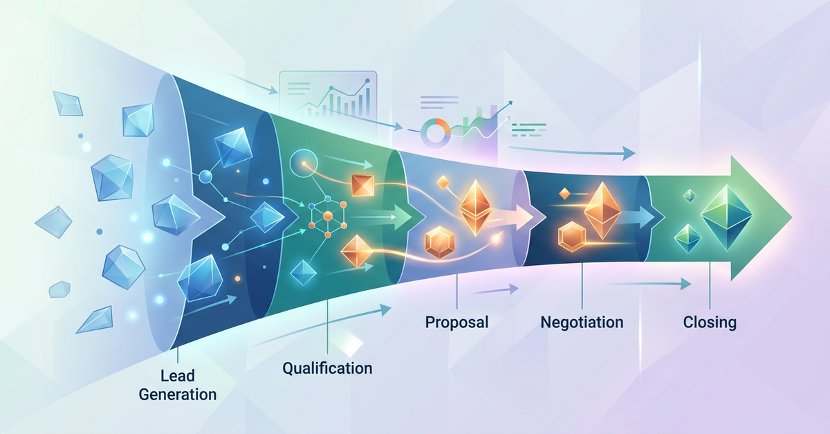 Gestão visual de pipeline de vendas B2B com métricas em tempo real