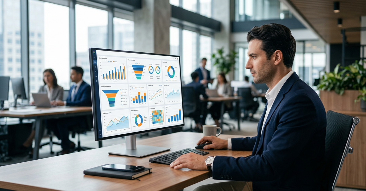 Dashboard de vendas digitais B2B com métricas em tempo real