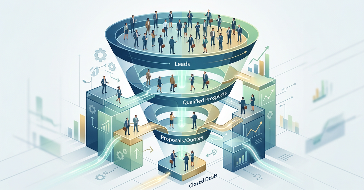 Funil de vendas B2B estruturado com métricas de conversão