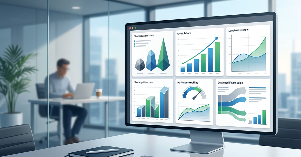 Dashboard de métricas CAC e LTV para vendas B2B