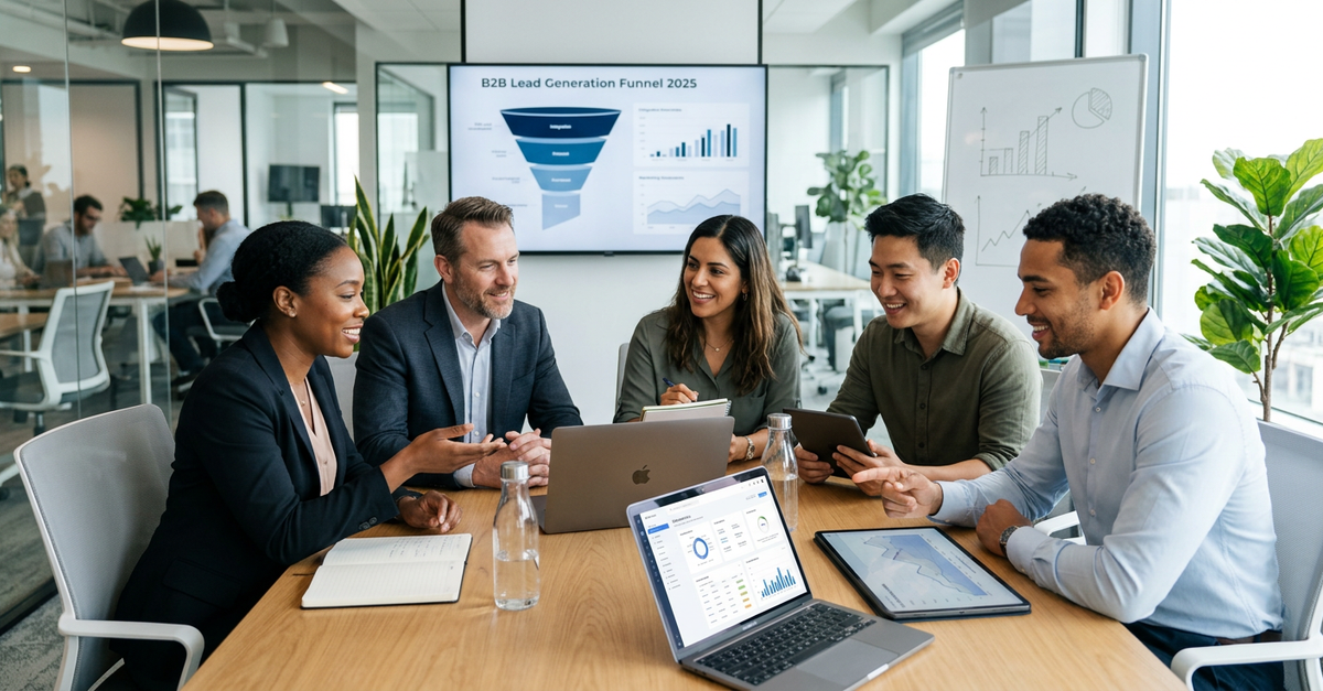 Equipe de vendas B2B alinhada com marketing