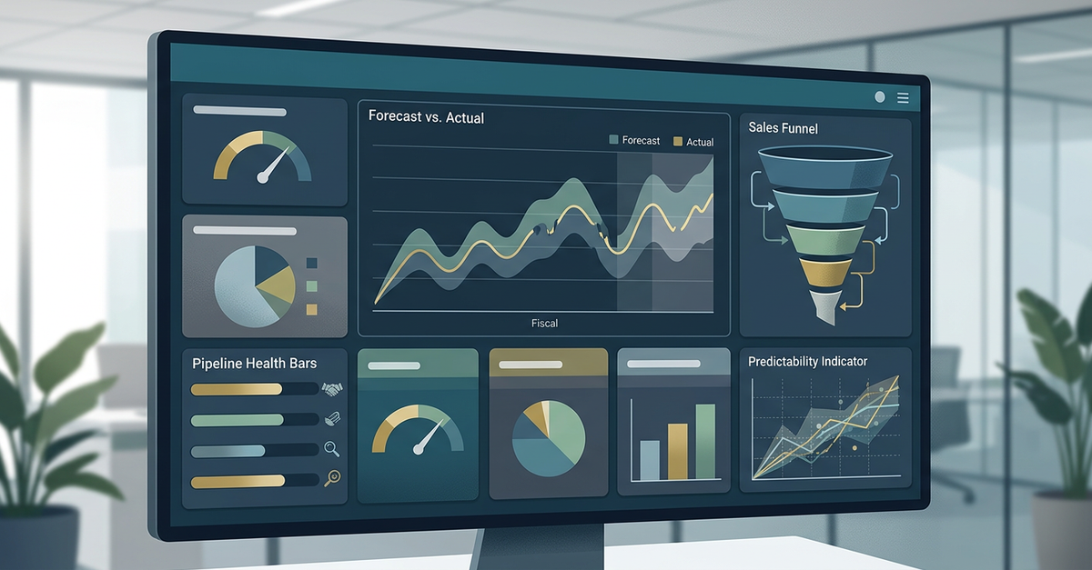 Dashboard de vendas B2B com métricas de previsibilidade