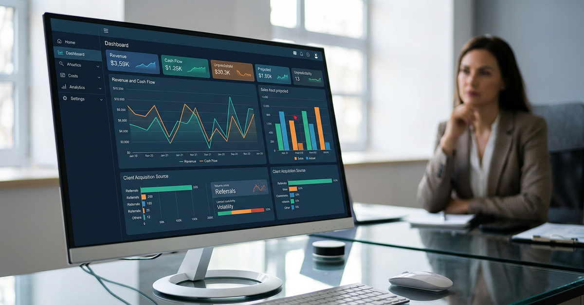 Gráficos mostrando instabilidade de vendas B2B por indicação