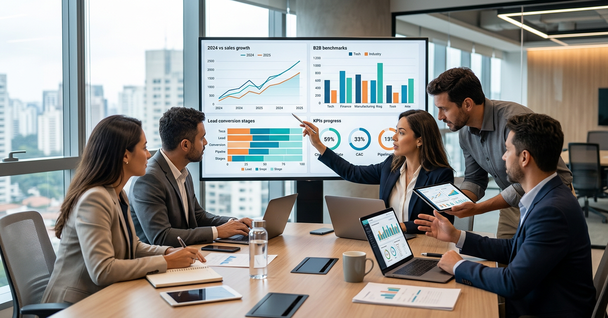 Estratégia de marketing B2B com foco em métricas e ROI 2025