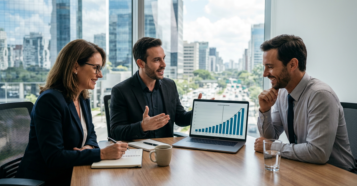 Gráfico de crescimento em vendas B2B após consultoria especializada