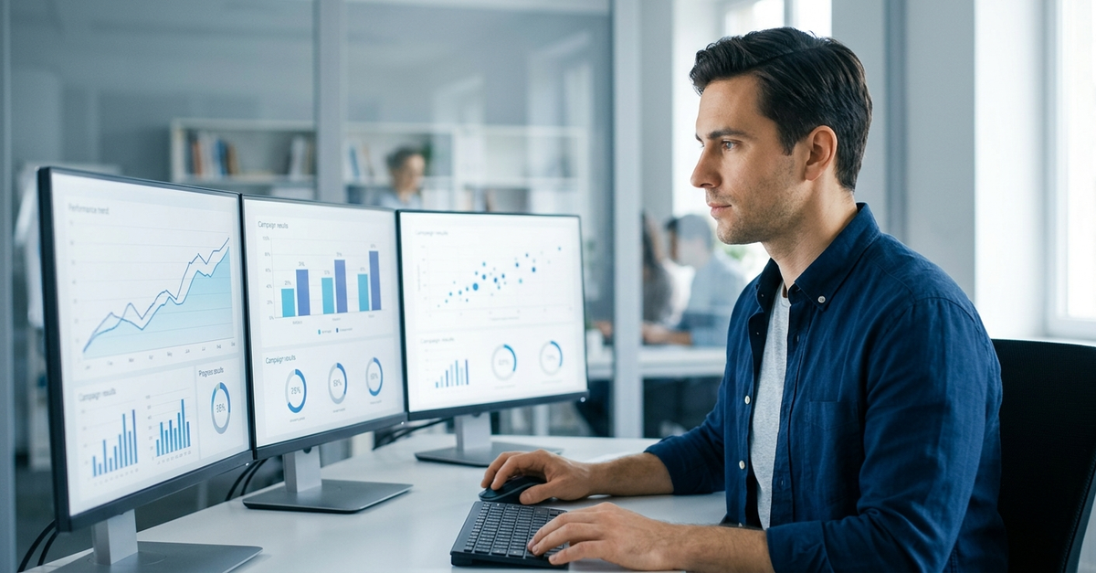 Agência de tráfego pago gerenciando campanhas digitais em 2025