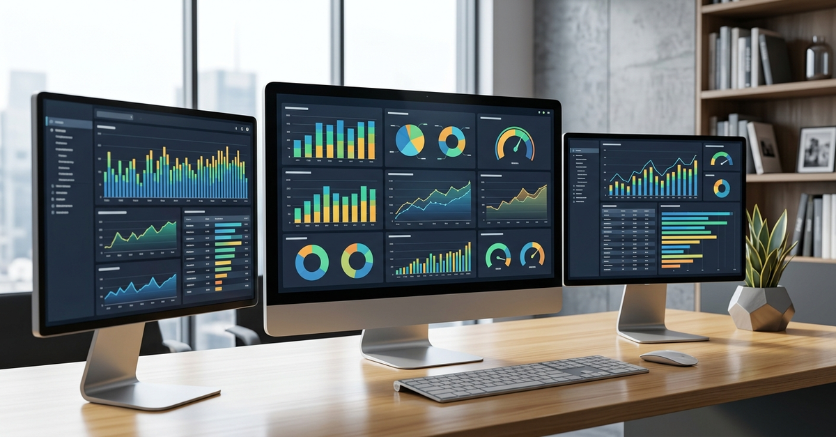 Dashboard de métricas de tráfego pago exibindo KPIs de campanha de anúncios